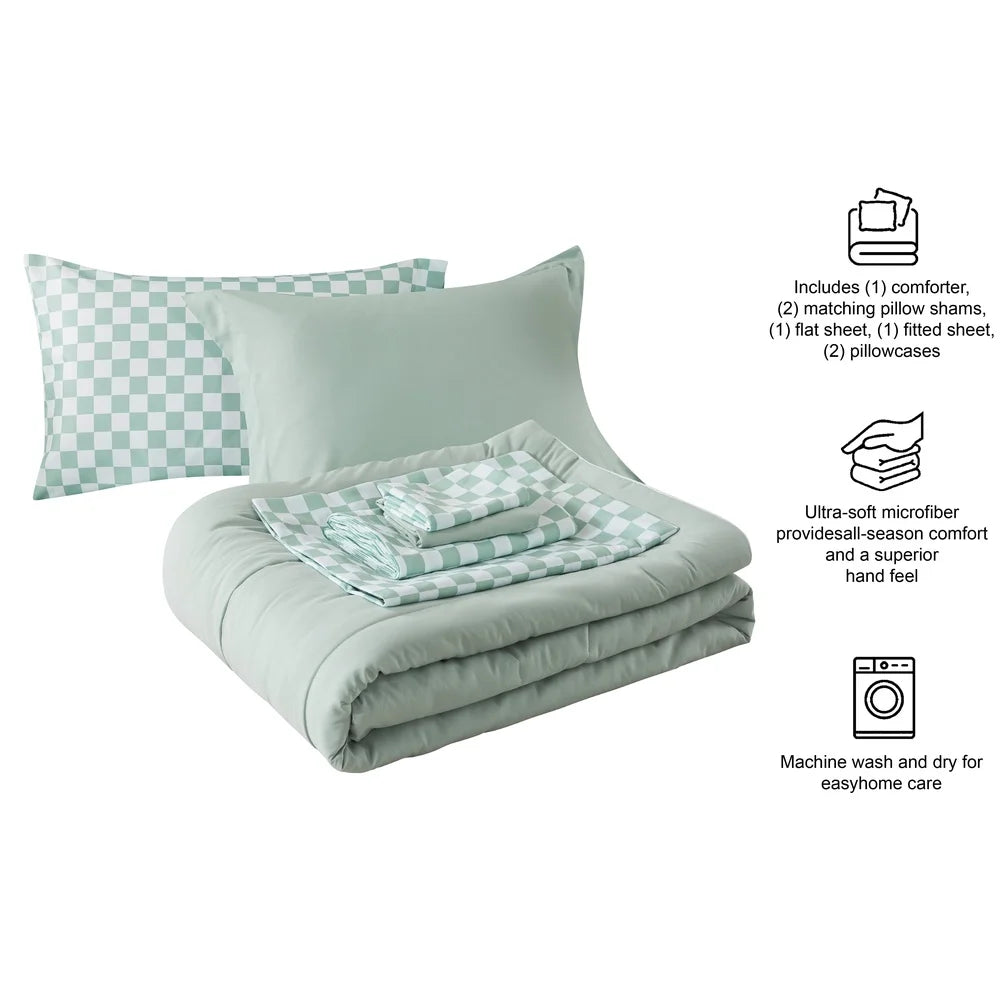 DUTRIEUXCN 7 Piece Reversible Bed In A Bag Comforter Set
