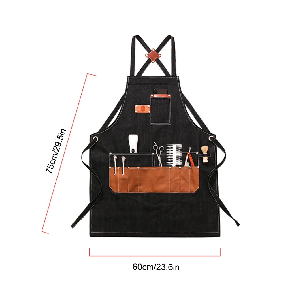 Apron Craftsman Restaurant Kitchen Work Bib Pockets Gardening Aprons