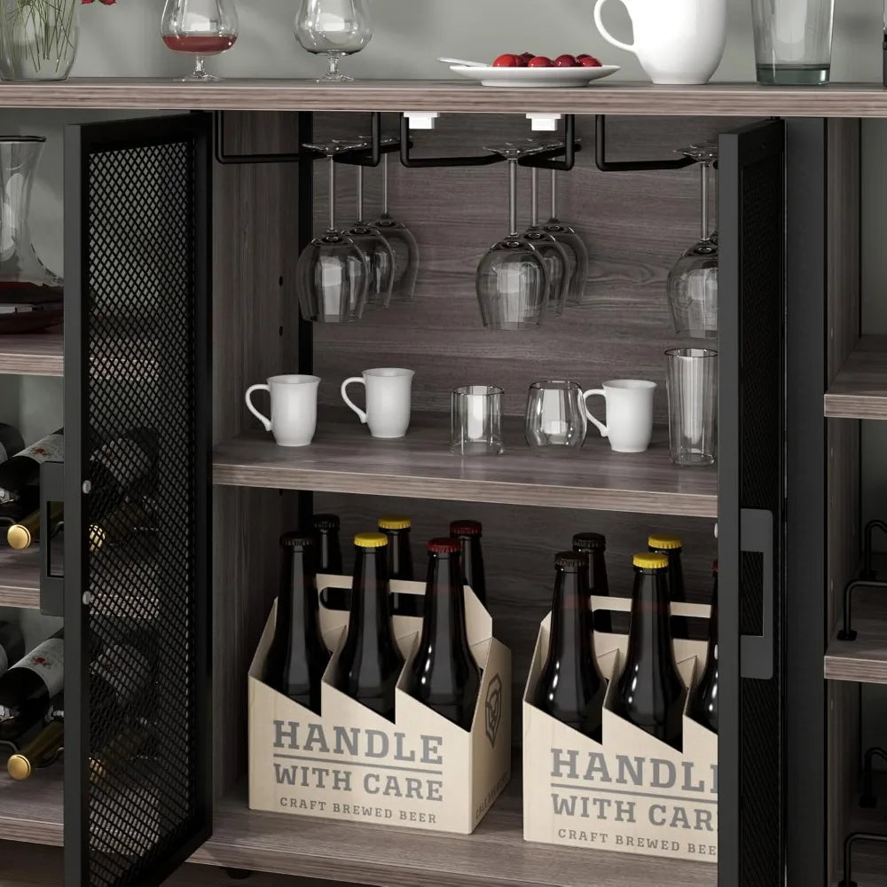 Color Bar Cabinet With Wine Rack And Glass Holder