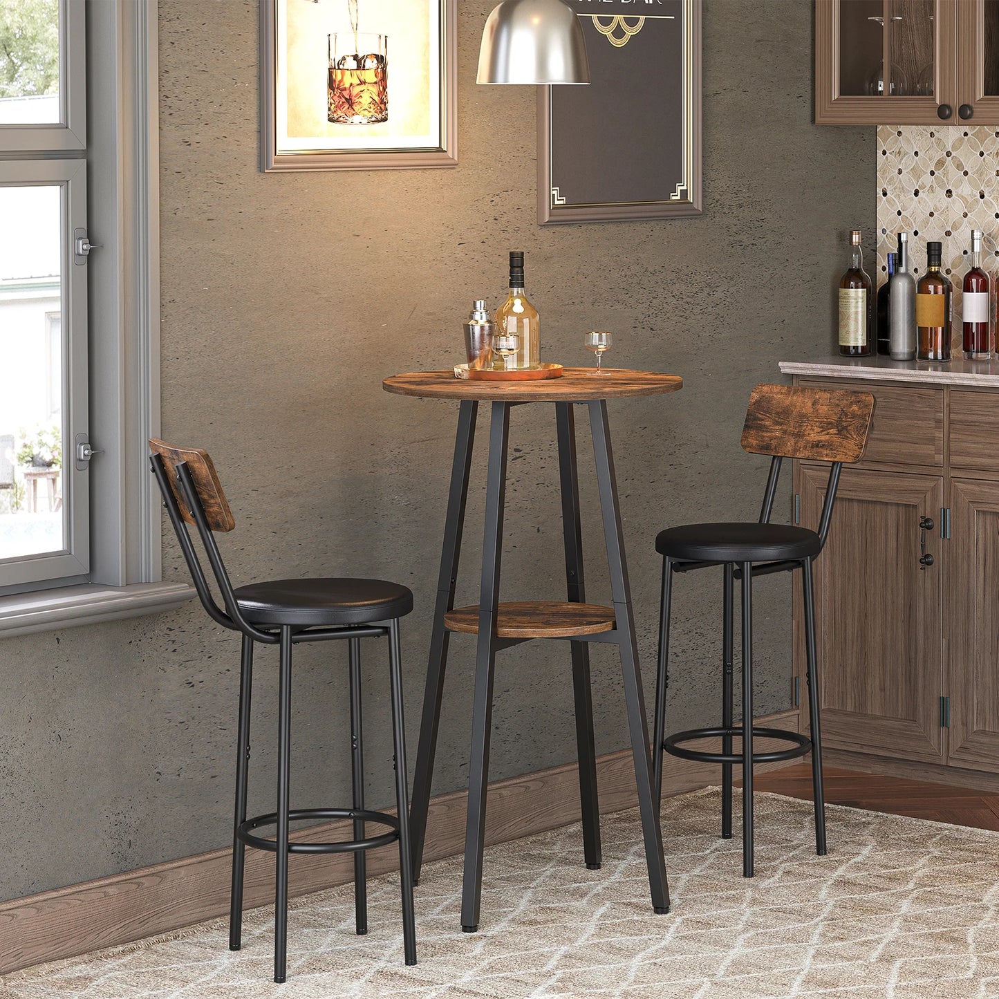Round Bar Table 2 Tier Bistro With Storage For Home