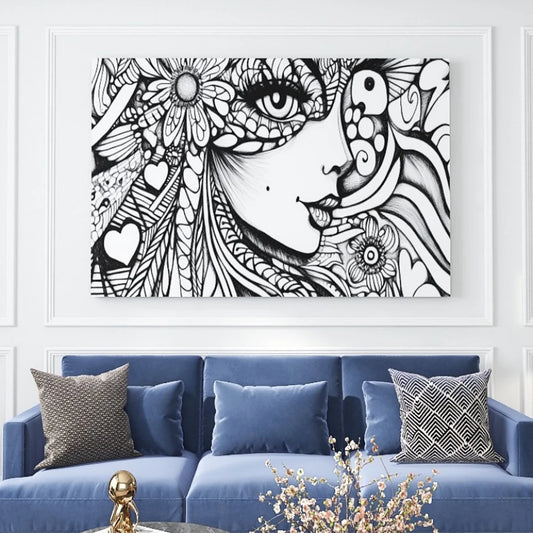 Pine Solid Wood Frame Canvas Wall Art