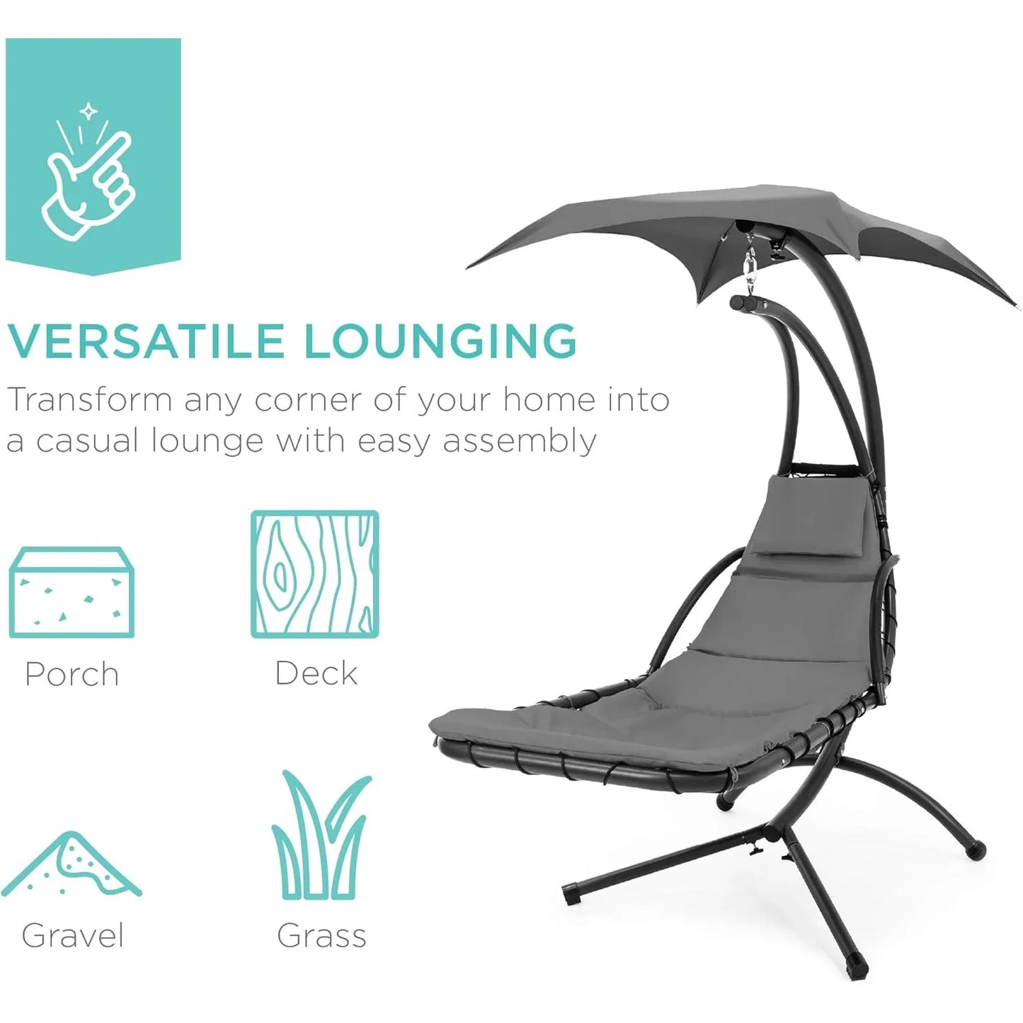 Hignconcerned Outdoor Hanging Chaise Lounge Chair Swing