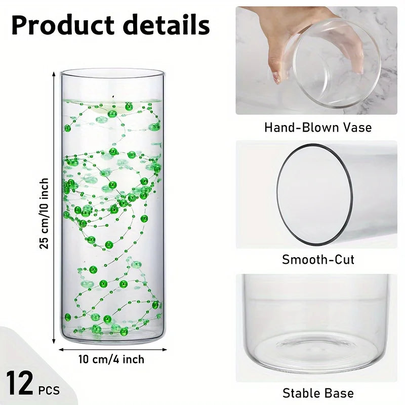 Warm Welcome Decor Glass Cylinder Vase Set 12 Piece