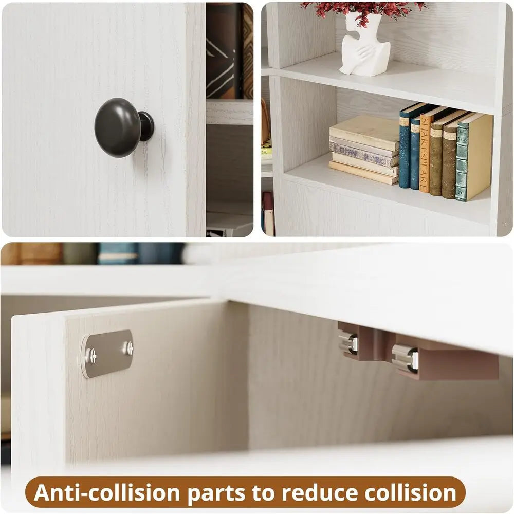 IRONCK Corner Bookshelf With 2 Storage Cabinets And 7-Tier Shelves