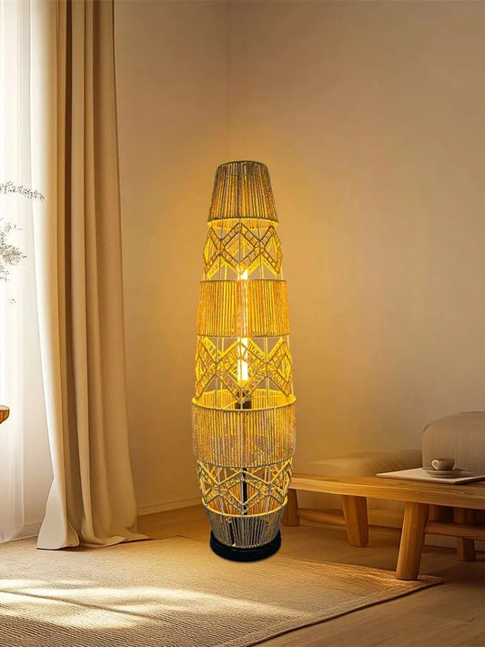 CRI Luvodi Floor Lamp Woven Rattan Rustic Free Standing
