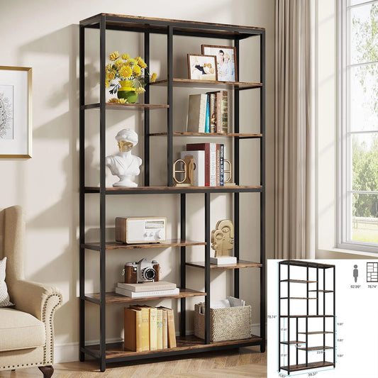 Little Tree Industrial 5-Tier Etagere Bookcase Display Shelving Unit