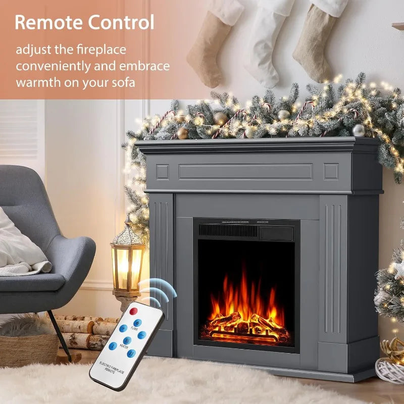 XMSJH Electric Fireplace Heater with Adjustable LED Flame Remote