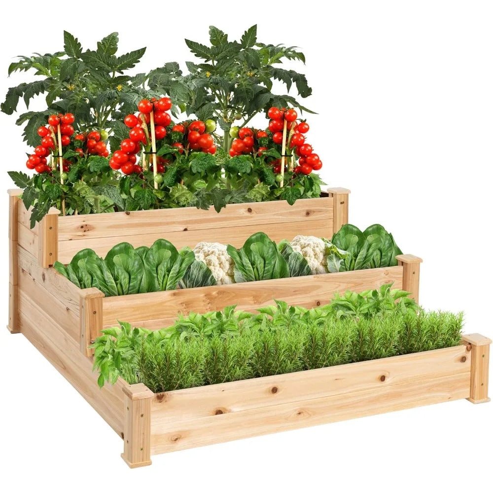 JIAOYING Fir Wood Raised Garden Bed Planter Kit Stackable