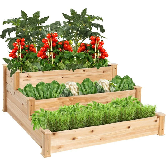 JIAOYING Fir Wood Raised Garden Bed Planter Kit Stackable