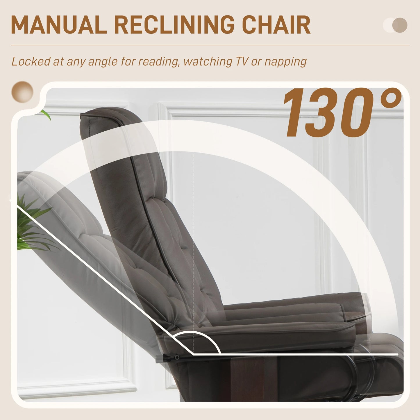 HOMCOM Swivel Recliner With Ottoman Faux Leather Rocker