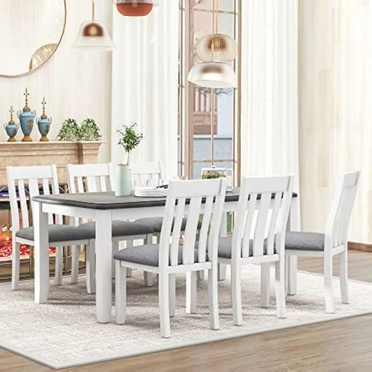 Modern Wooden Dining Table Set With Upholstered Chairs