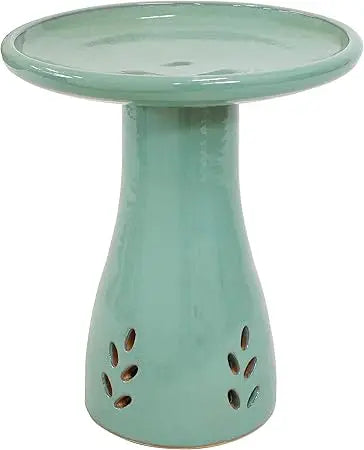 Sunnydaze Ceramic Outdoor Bird Bath Hand Painted UV Frost