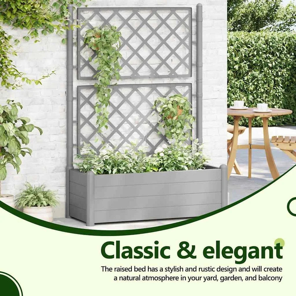 XMSJ Garden Raised Bed Planter With Trellis Outdoor Use