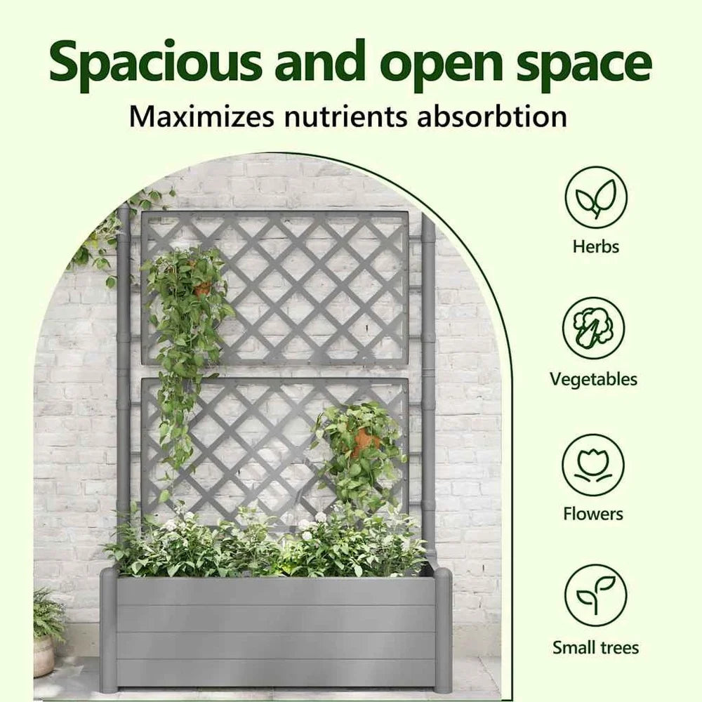 XMSJ Garden Raised Bed Planter With Trellis Outdoor Use