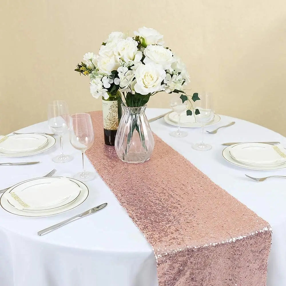 Warm Welcome Decor Sequin Table Runner for Weddings