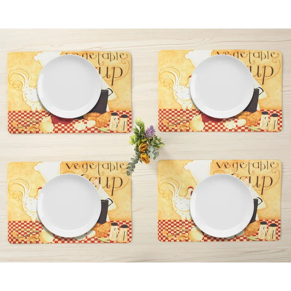 Warm Welcome Decor Vinyl Placemats Set 4 Heat Resistant