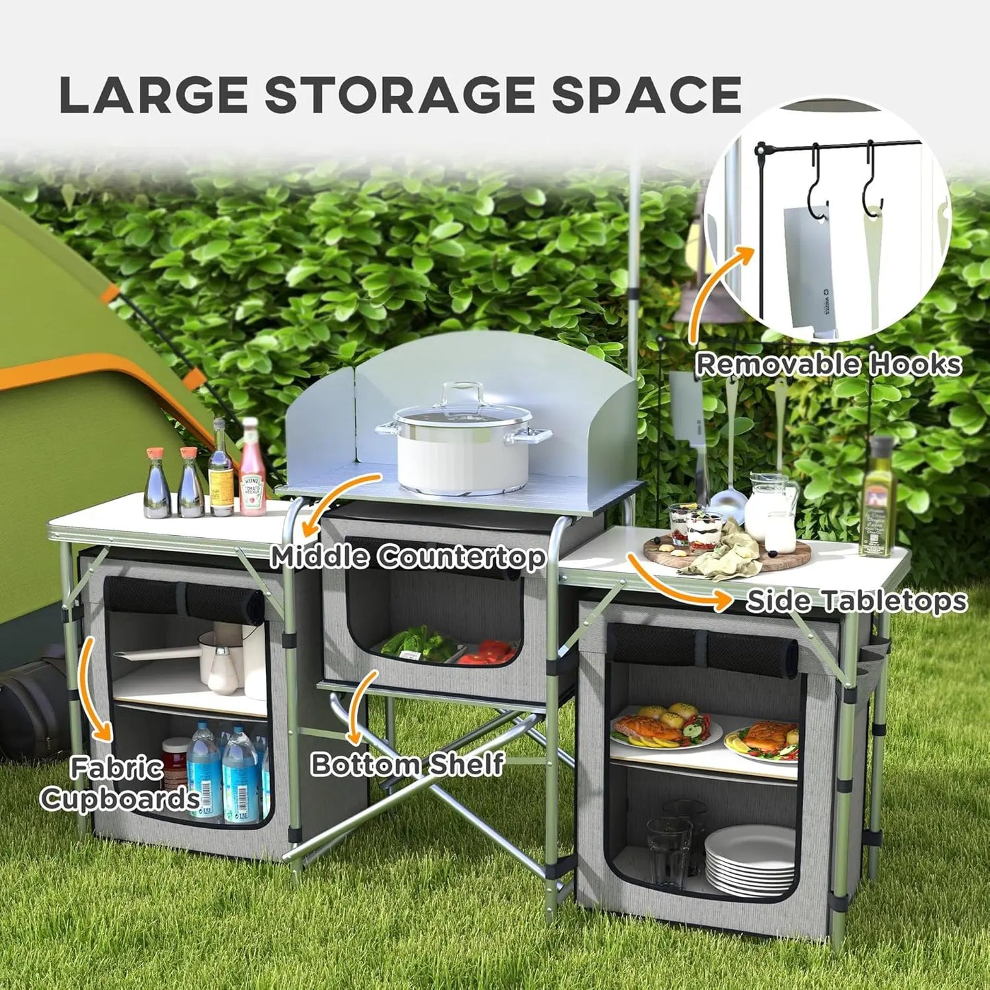 XMSJ Camping Kitchen Table Folding Aluminum Cook Station