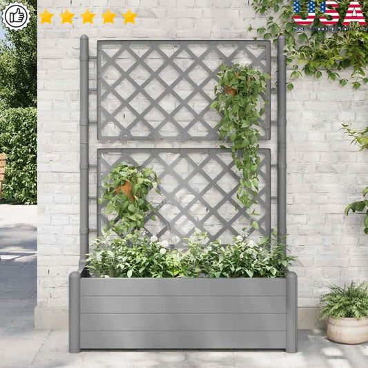 XMSJ Garden Raised Bed Planter With Trellis Outdoor Use