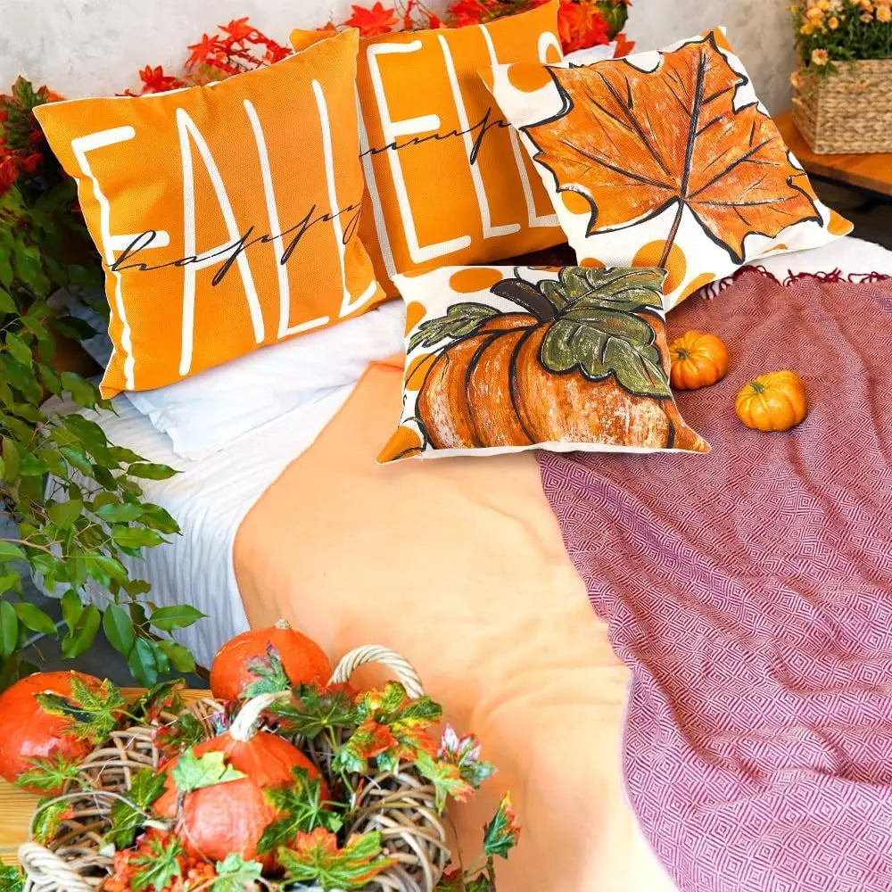 Craft of Weaving Fall Pumpkin Leaves Thanksgiving Pillow Covers