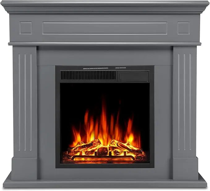 XMSJH Electric Fireplace Heater with Adjustable LED Flame Remote