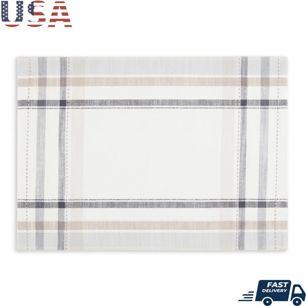 Warm Welcome Decor Cotton Plaid Fabric Placemat Dining Table