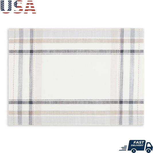 Warm Welcome Decor Cotton Plaid Fabric Placemat Dining Table