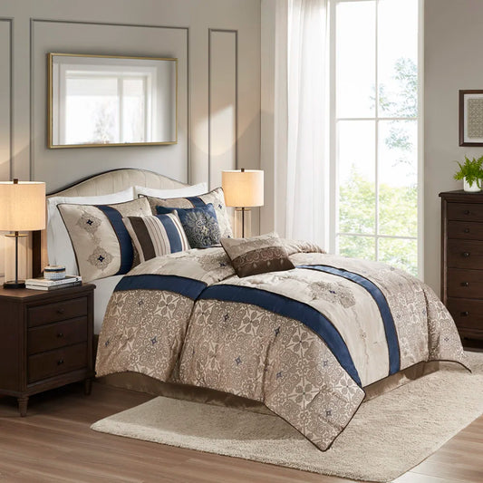 Hong Kong Craft of Weaving 7 Piece Jacquard Comforter Set