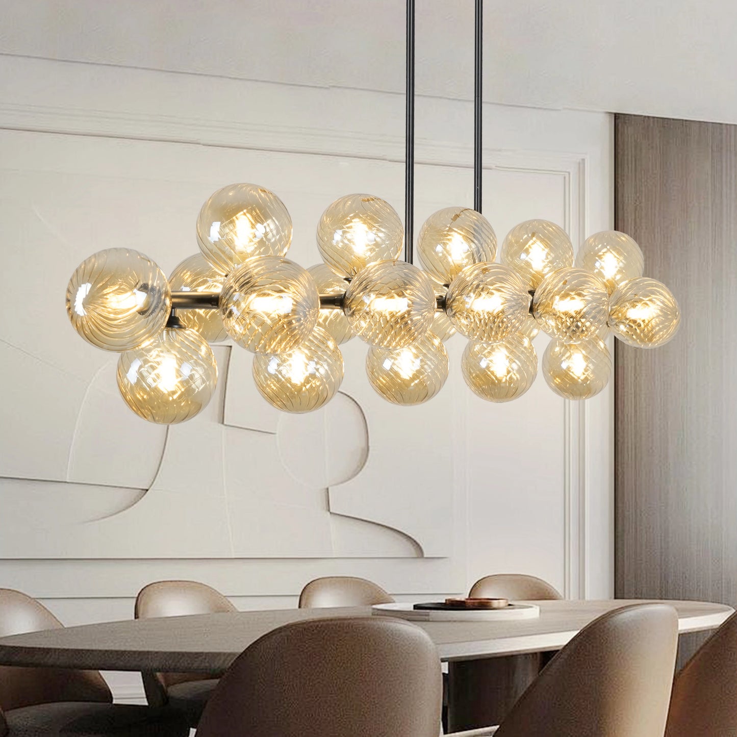 Sputnik Chandelier 21 Lights Bubble Glass Semi Flush Mount