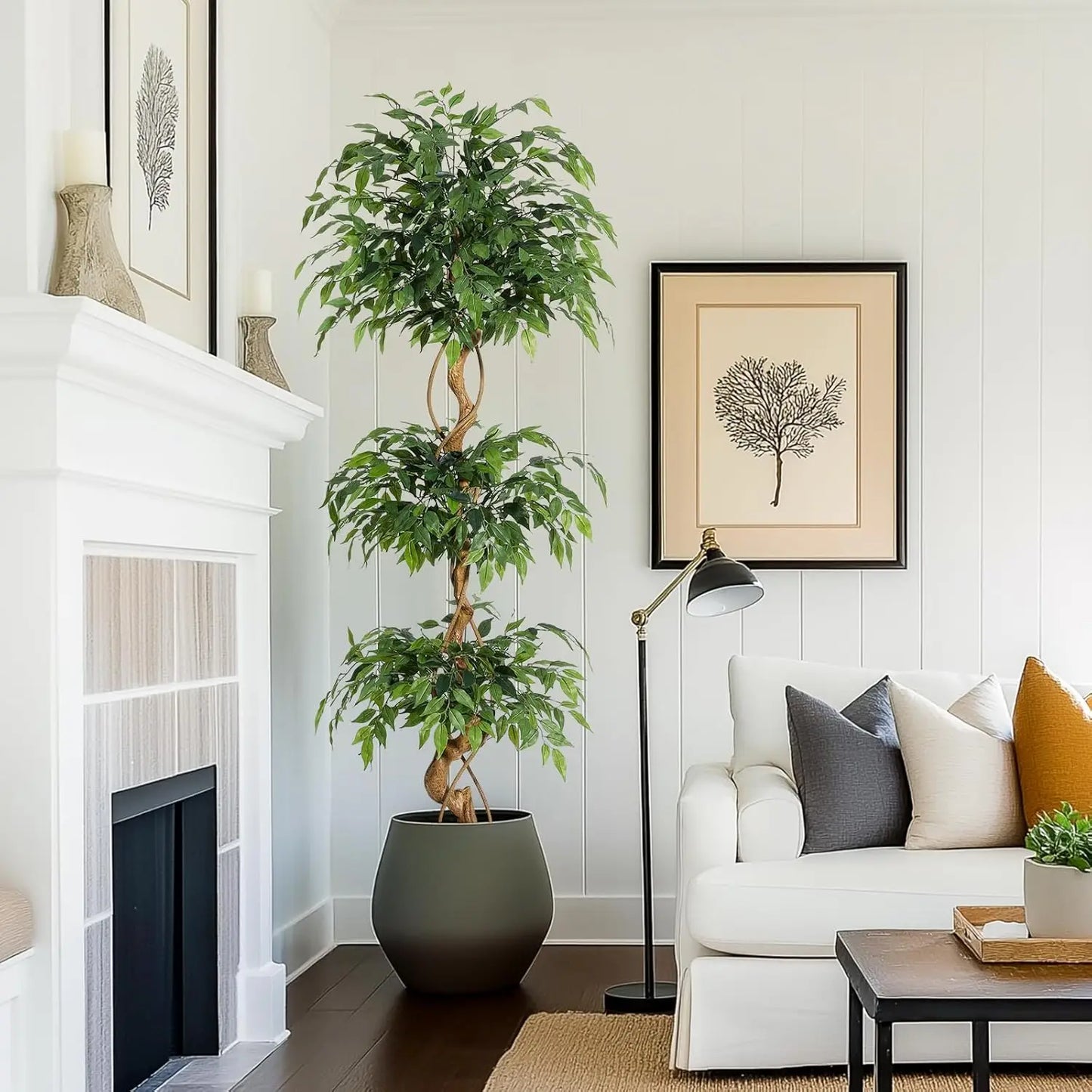 TWISTER.CKCN Ficus Tree Artificial Indoor Faux Green Plant
