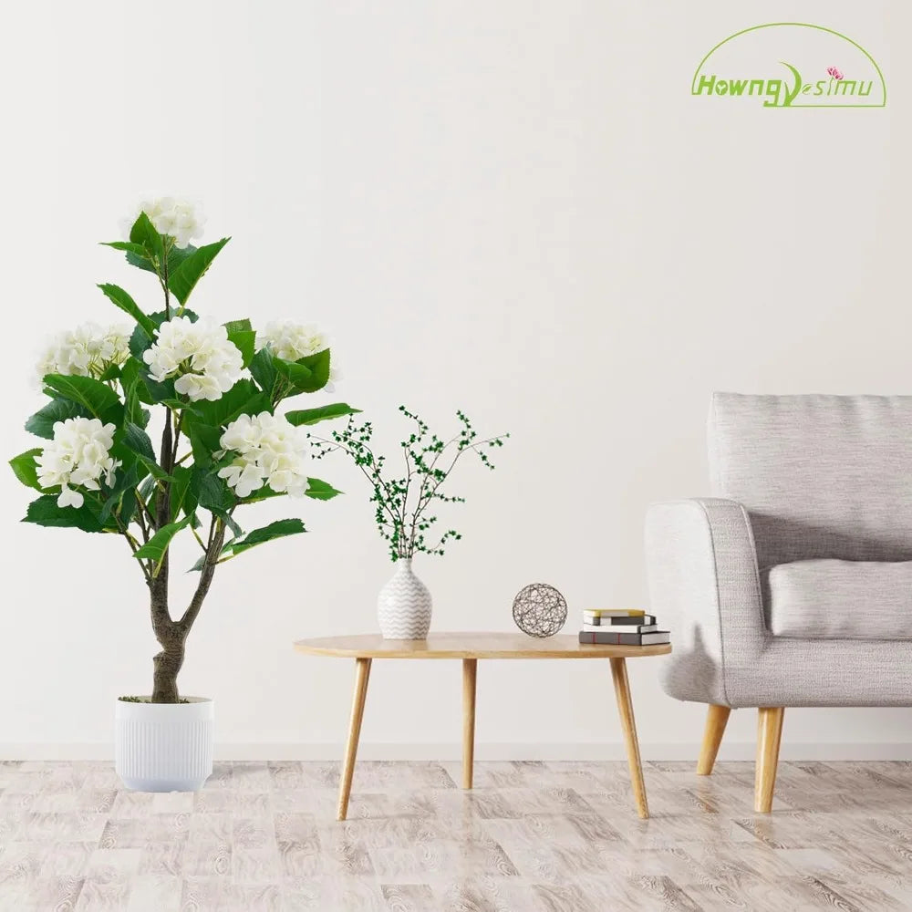 Artificial Hydrangea Tree 2 Pack Faux Plant Indoor Outdoor