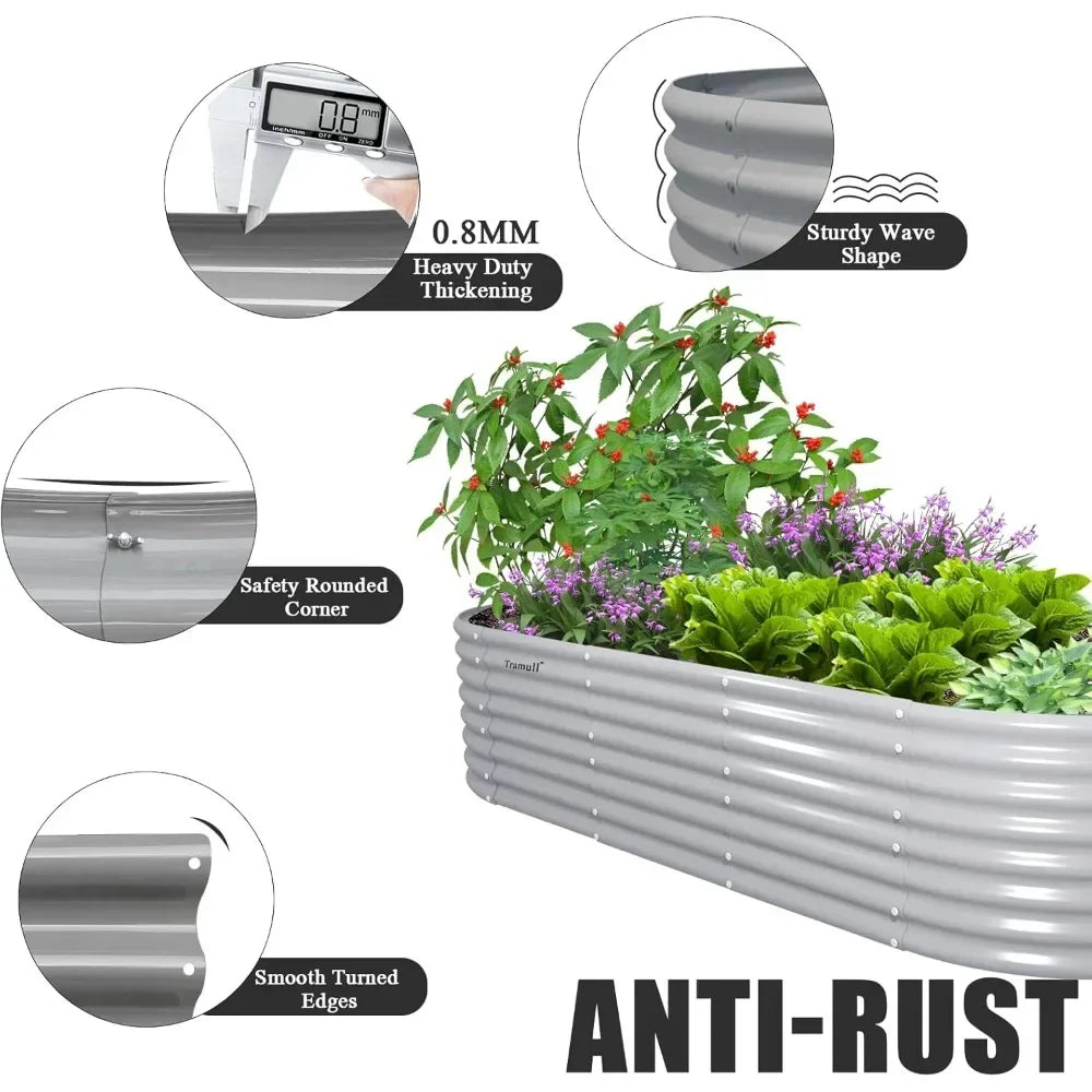 Galvanized Raised Garden Bed Kit Oval Metal Planter Box
