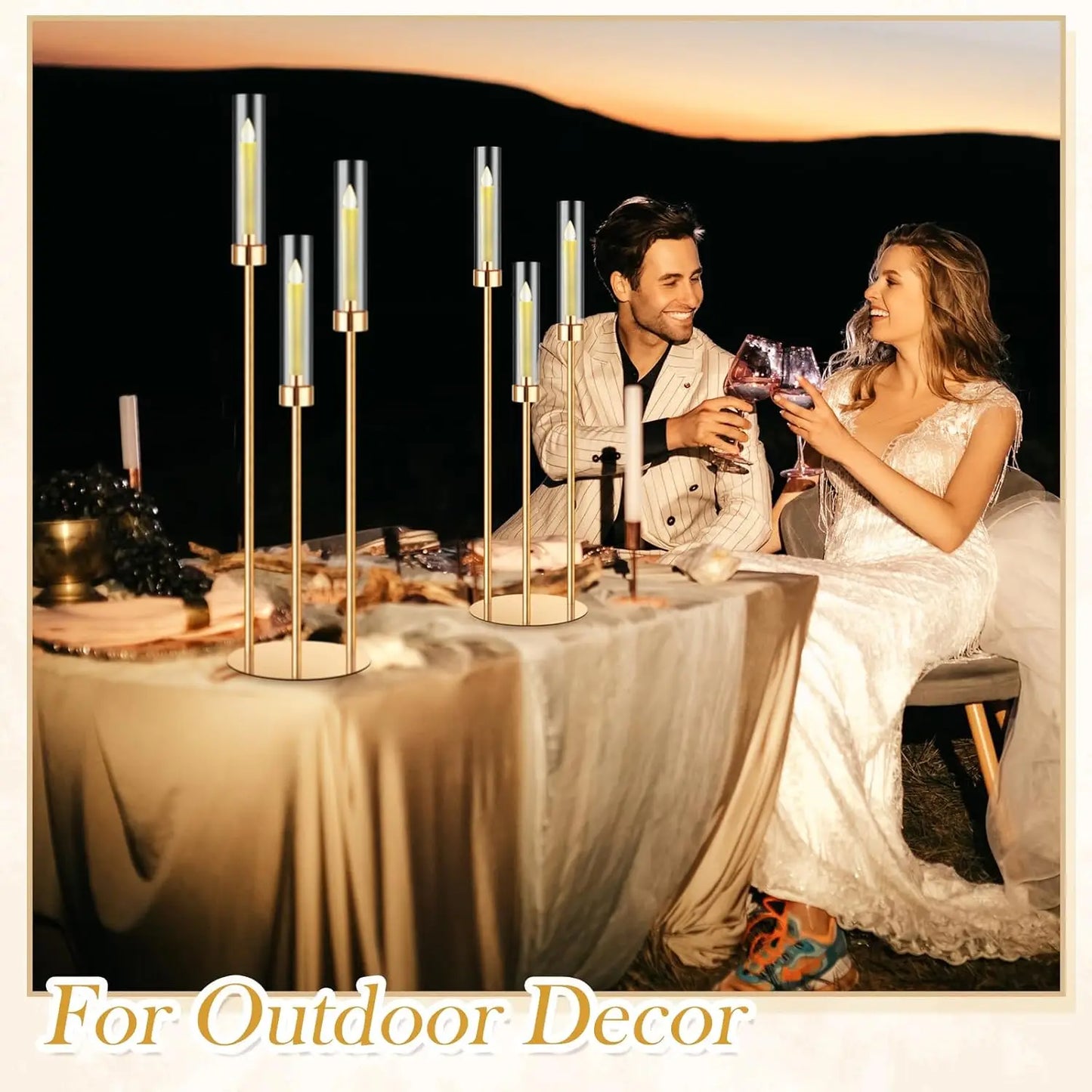 Warm Welcome Decor 3 Arm Candelabra Centerpiece Set