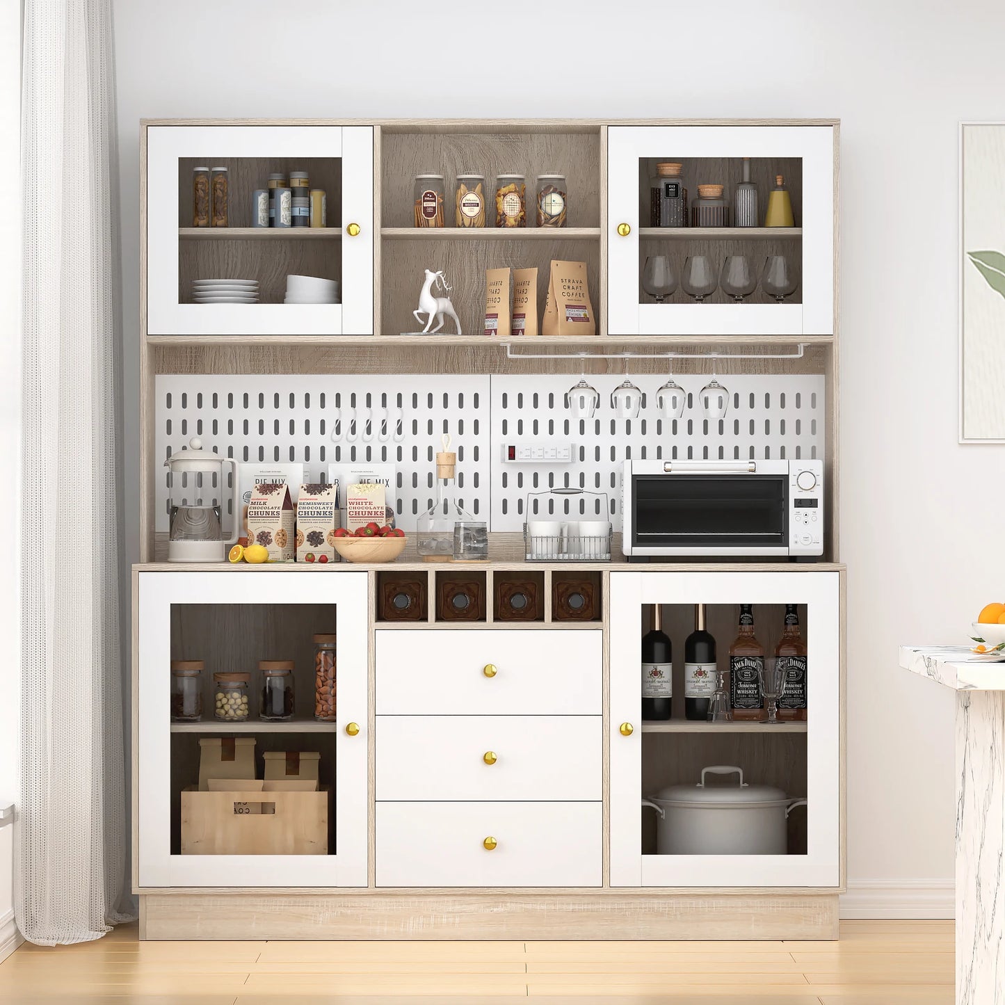 Warm Welcome Decor Pantry Cabinet Freestanding Storage Hutch
