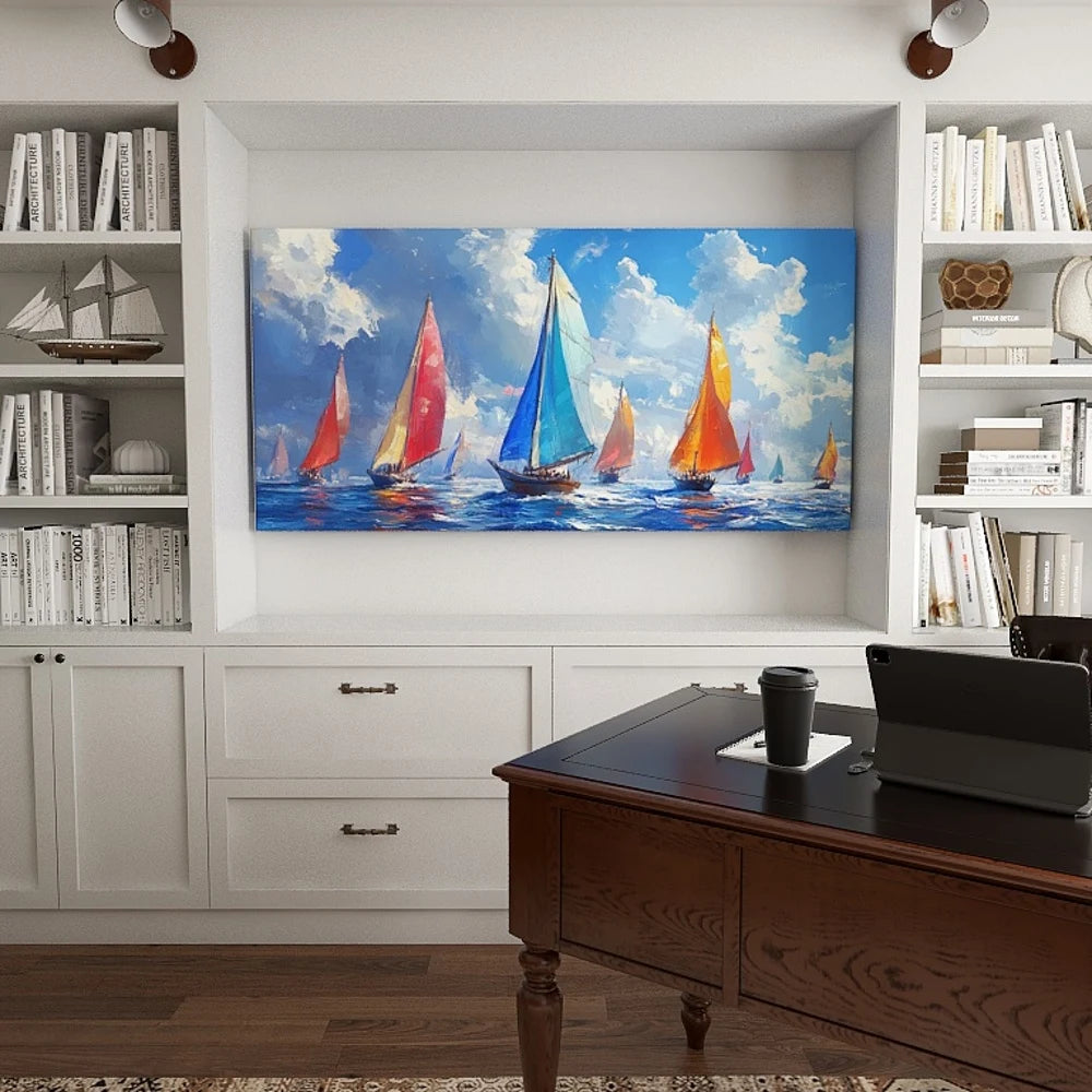 Pine Canvas Wall Art Frame Living Room