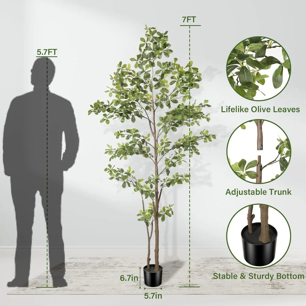 Faux Olive Tree With Natural Trunk And Realistic Leaves