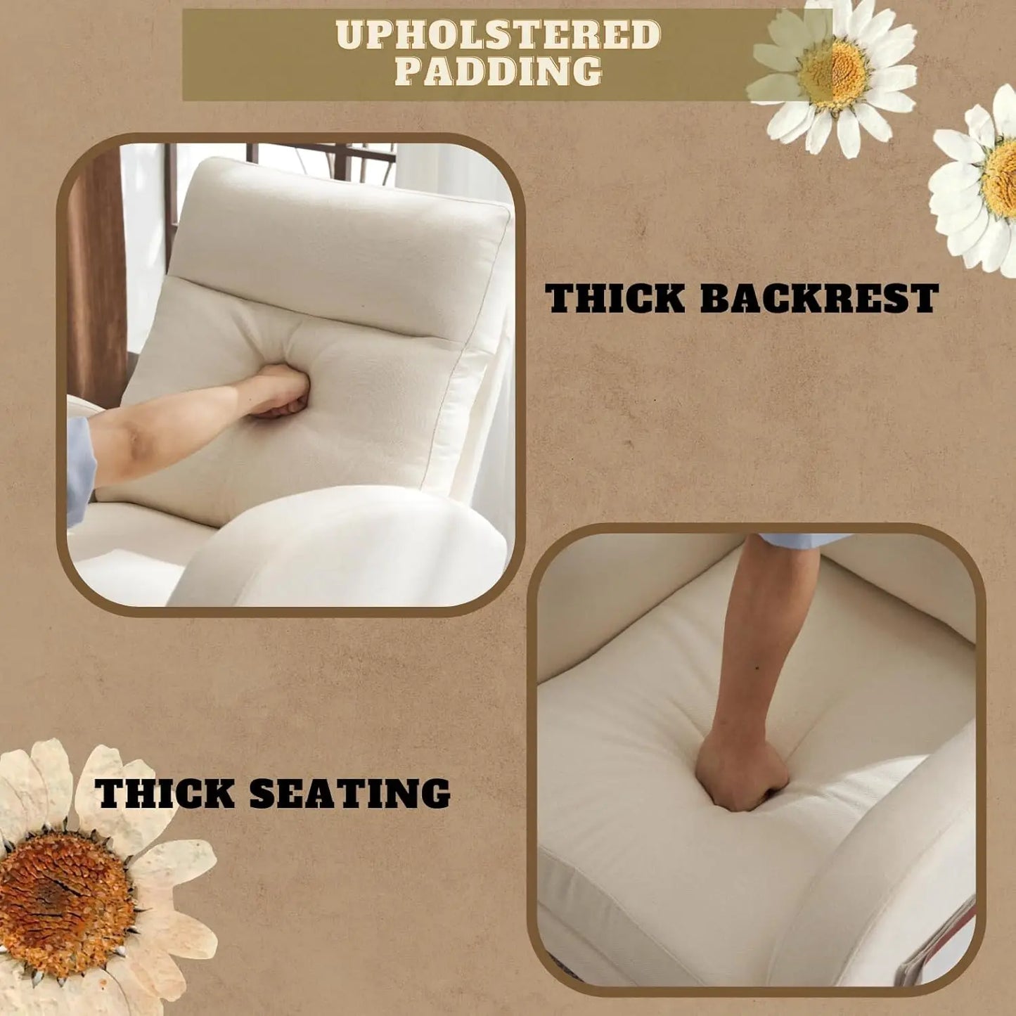 XMSJHign-concerned Nursery Rocking Chair Upholstered Glider