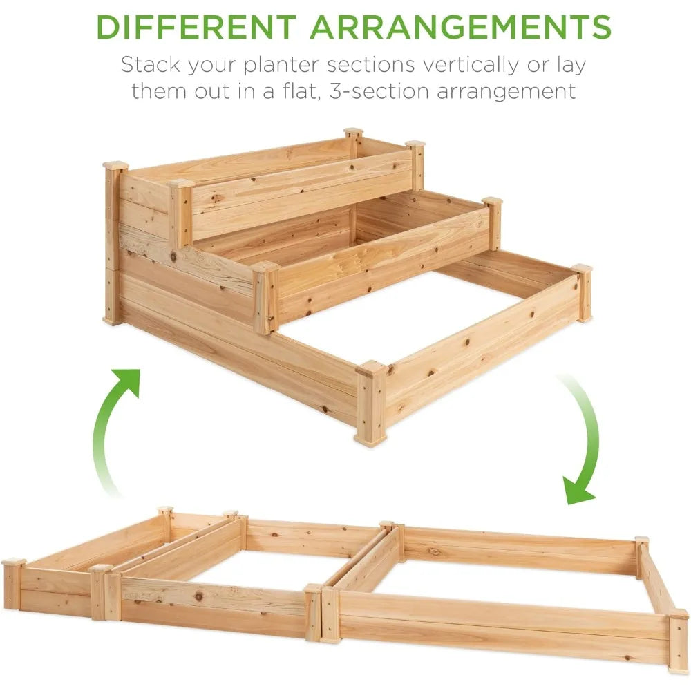 JIAOYING Fir Wood Raised Garden Bed Planter Kit Stackable