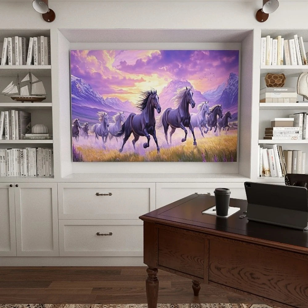 Pine Solid Wood Frame Canvas Wall Art