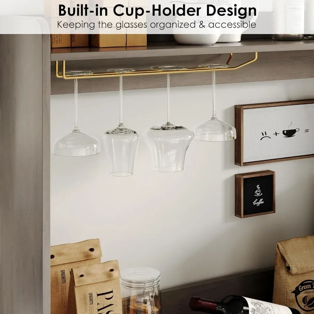 Charge Unit Kitchen Pantry Cabinet With Hutch And Wine Racks