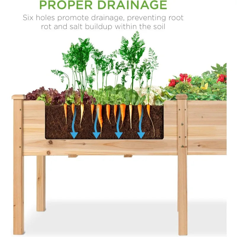 XMSJ Raised Garden Bed Wood Planter Box Stand Outdoor