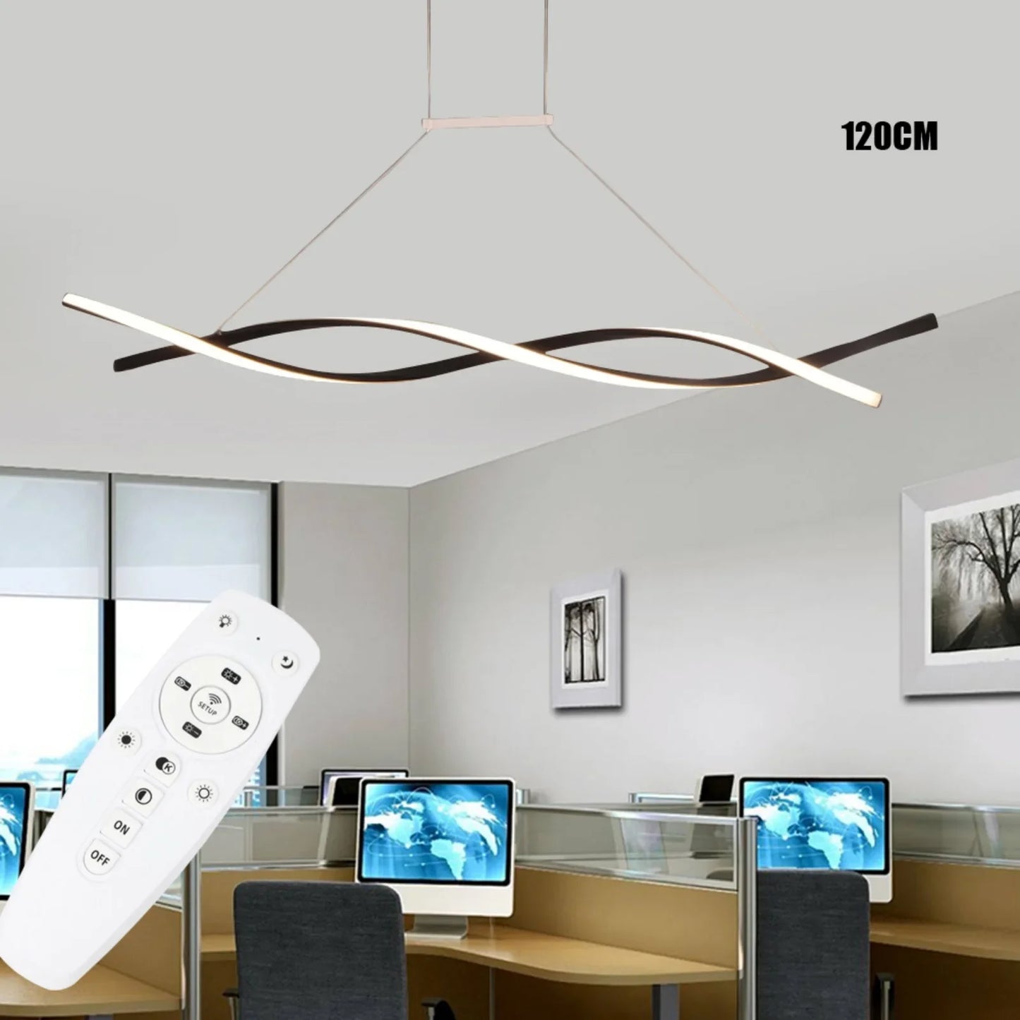 Bymaocar Pendant Light Remote Dimmable LED Dining Fixture