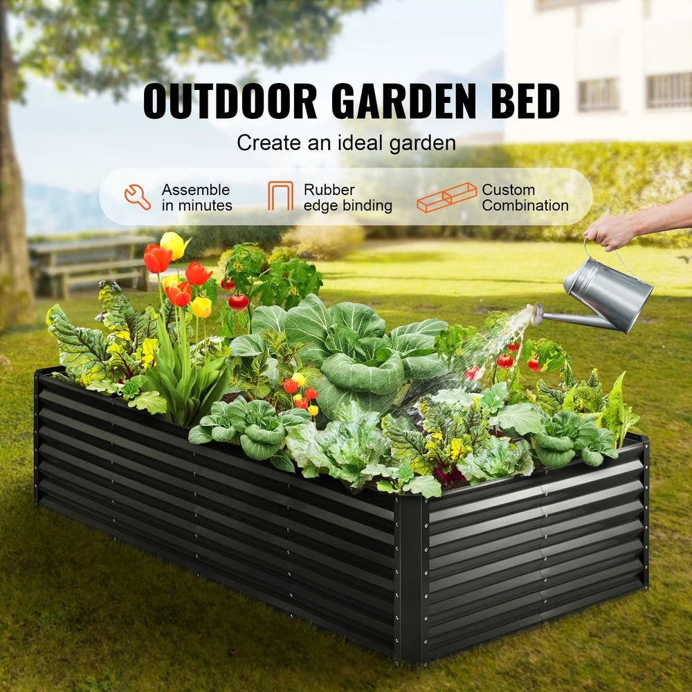XMSJ Galvanized Metal Raised Garden Bed Planter Box