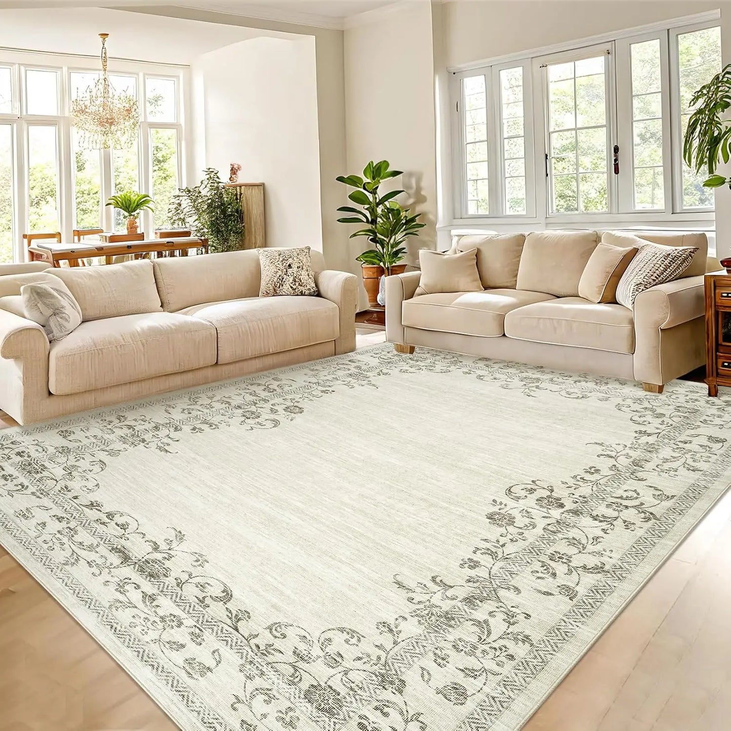 HiMISS Washable Floral Area Rug 100 Percent Polyester Living Room