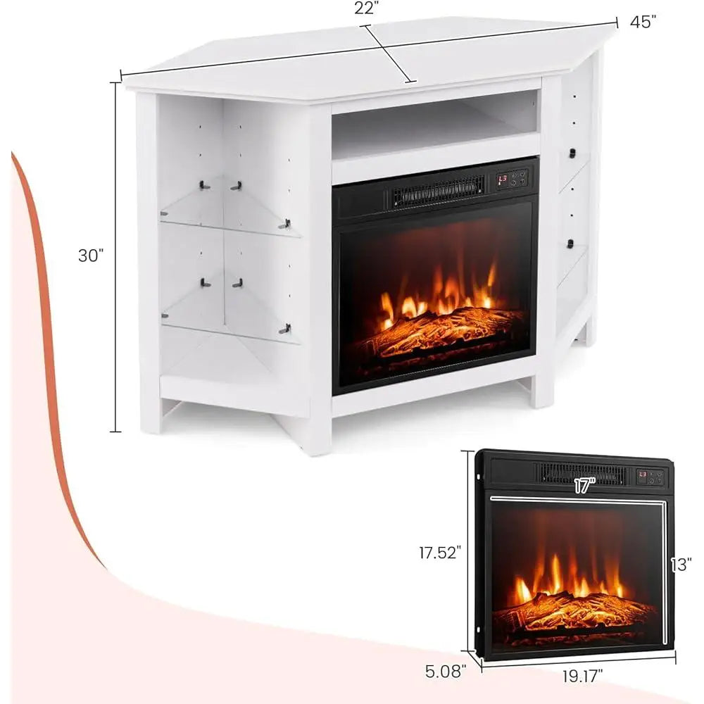 XMSJ Corner Electric Fireplace TV Stand with Heater Insert