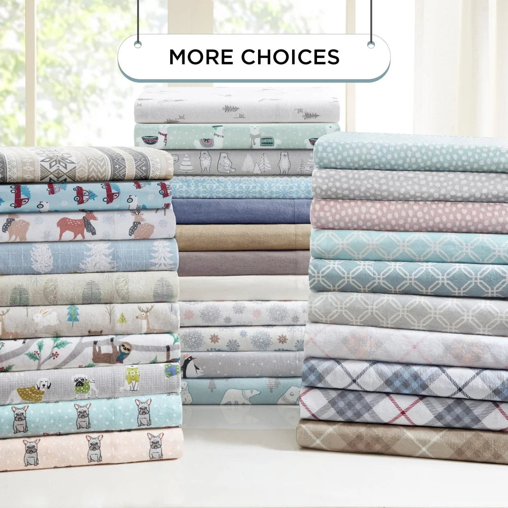 DUTRIEUX Geometric Cotton Flannel Sheet Set 4 Piece