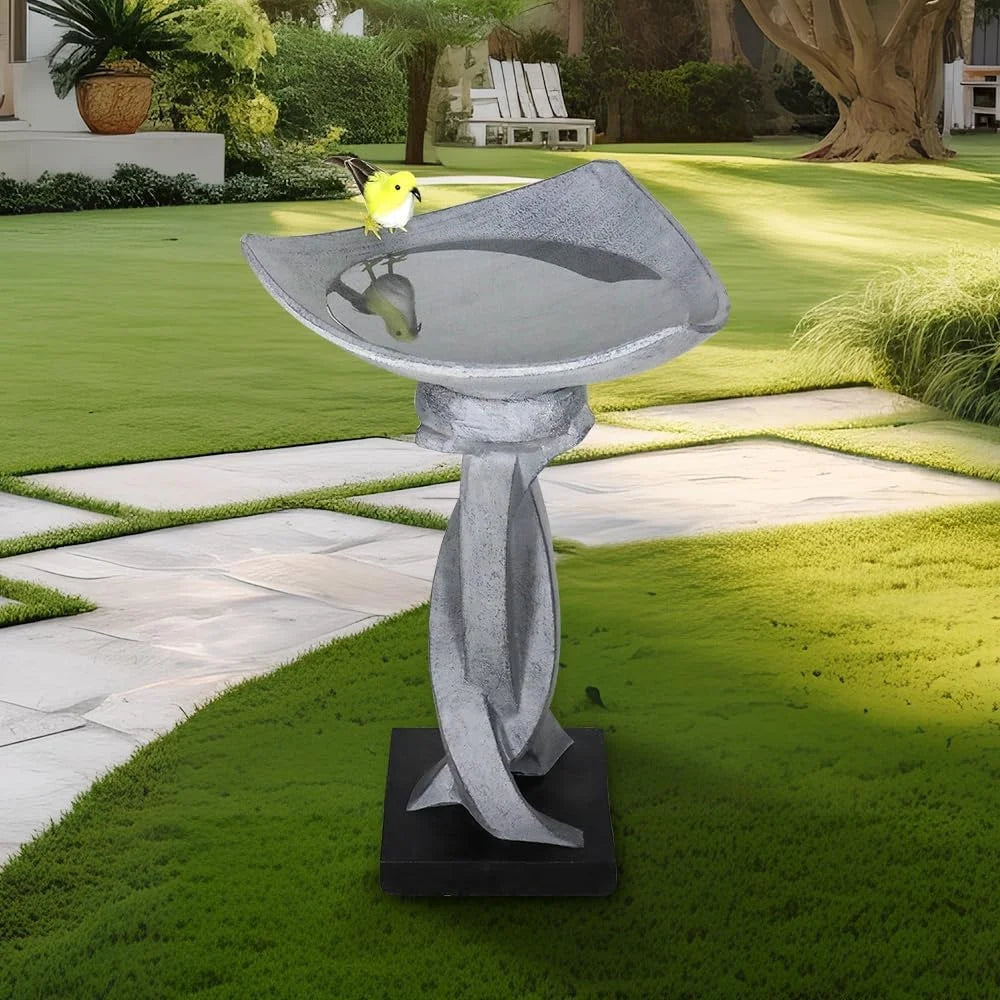 Modern Concrete Bird Bath Fountain Lotus Design Statue