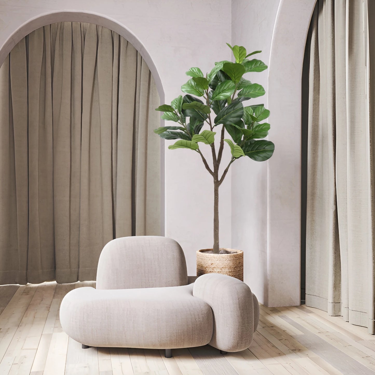HiMIS Artificial Fiddle Leaf Fig Tree in Pot for Living
