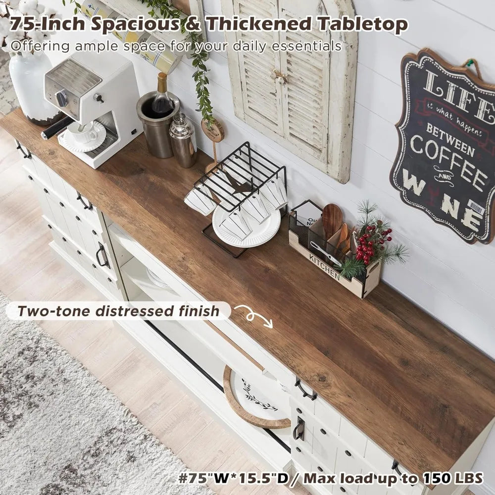 Guangbai Farmhouse Sideboard Cabinet With Sliding Barn Door