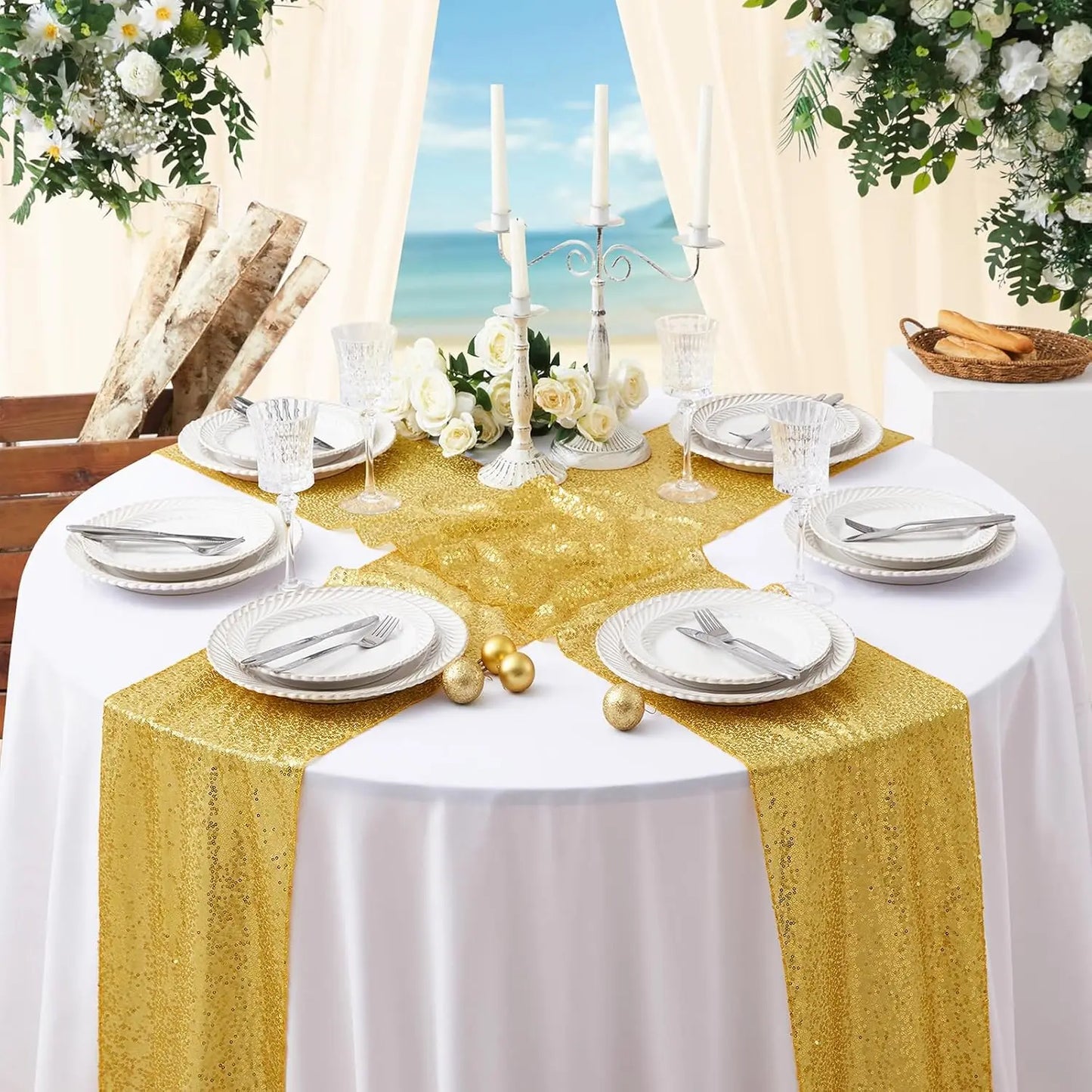 Warm Welcome Decor Sequin Table Runner Wedding Banquet