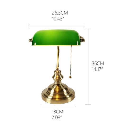 Warm Welcome Decor Vintage Glass Banker's Lamp Desk Light